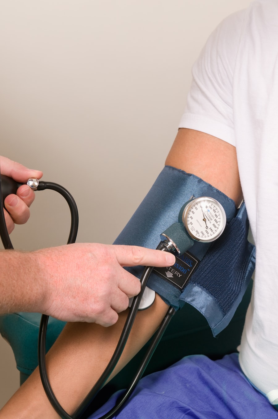 Blood pressure cuff during a heart health check